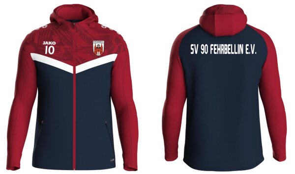 SV 90 Fehrbellin Kapuzenjacke Iconic  marine/chili rot 140